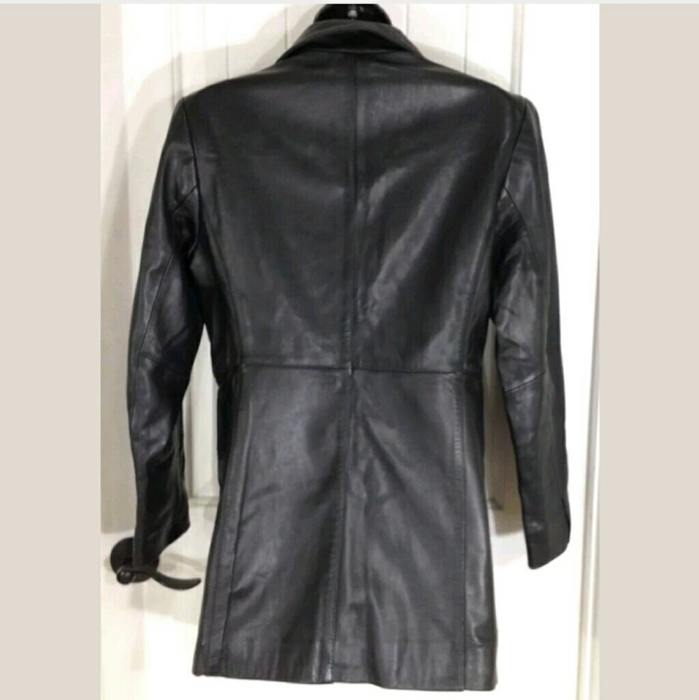 Alfani Petite Outerwear Genuine Leather Jacket - Picture 4 of 6